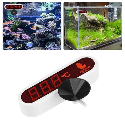 DAUERHAFT Aquarium Thermometer, Waterproof, for Fishtank,LED Digital Aquarium Thermometer Fish Tank,Water Temperature Gauge with Suction Cup