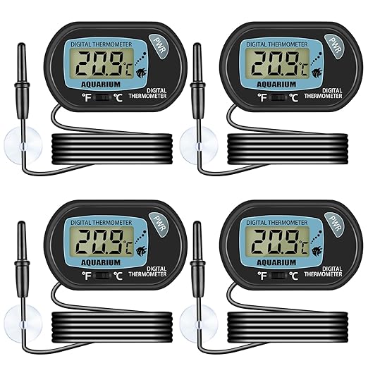 Aquarium Thermometer, Digital Water Thermometer with LCD Display, Fish Tank Thermometer, Reptile Thermometer for Terrarium Fish Tank (4)