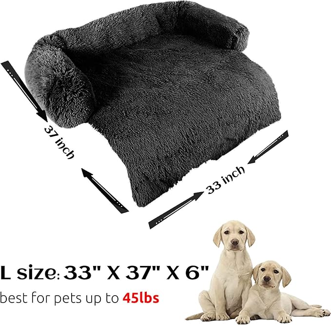 HACHIKITTY Dog Sofa Bed Mat Cover Soft Plush, Couch Cover for Dogs Dog Mat for Furniture Protector Pet Sofa Mat for Dogs, Dog Furniture Bed Sofa Cushion Washable Dogs Bed Mats (Large Black)