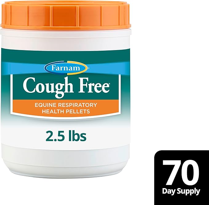 Farnam Cough Free Horse Cough Supplement Pellets, Provides Respiratory Support for Horses with Seasonal Allergies or Stable Cough, 2.5 pounds, 70 Day Supply