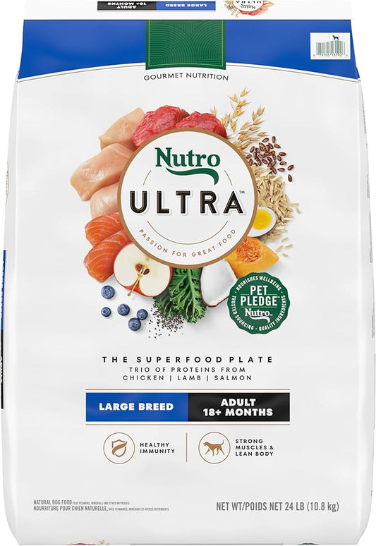 Nutro Ultra Adult Large Breed Dry Dog Food, Chicken, Lamb and Salmon Protein Trio, 24 lb. Bag