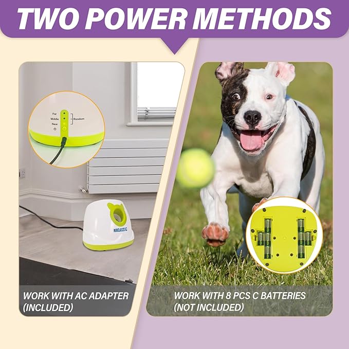 Automatic Dog Ball Launcher Interactive Puppy Pet Ball Indoor Thrower Machine for Small and Medium Size Dogs, 3 Balls Included (2 inch) (White2, Launcher with 6pc Ball)