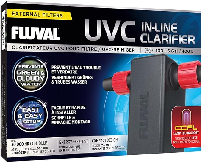 Fluval in Line UVC Clarifier for Aquarium Filters