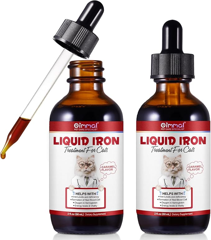 Liquid Iron Supplements for Cats,120ML,LiquiI Iron with Vitamin C and B12,Supports Anemia, Low Enery Levels and Lethargy,Promotes Blood Health, Helps with Formation of Red Blood Cell