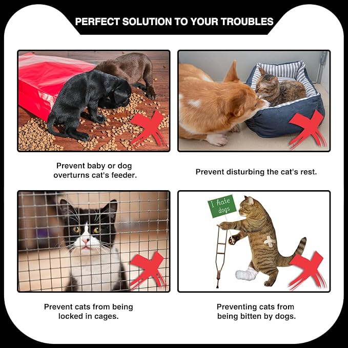 Cat Door Holder Latch Larger Adjustable Cat Door Alternative Fast Latch Strap Let Cats in and Keeps Dogs Out of Litter & Food and Safe Baby Proof No Measuring Easy to Install 4Pcs Black