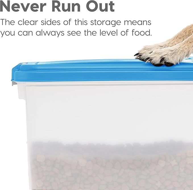 IRIS USA 30 lbs & 11 lbs Combo Airtight Dog Food Storage Container, Stackable Treat Box, 2-Cup Scoop, Wheels, Keep Fresh, Easy Mobility, Pearl/Blue Moon