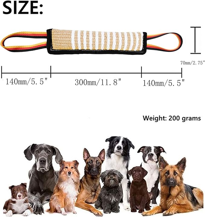 Dog Tug Toy Dog Tough Jute Bite Pillow - Lasting Training Equipment - Two Flag Handles Puppy to Large Dogs Interactive Toy war toys for aggressive chewers.