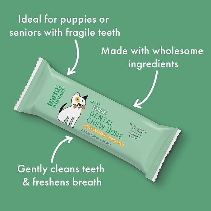 Dr. Mercola, Dental Chew Bones for Dogs, Large, 1 Box (12 Bones), Dog Dental Care That Helps Clean Teeth and Freshen Breath, non GMO, Soy Free, Gluten Free