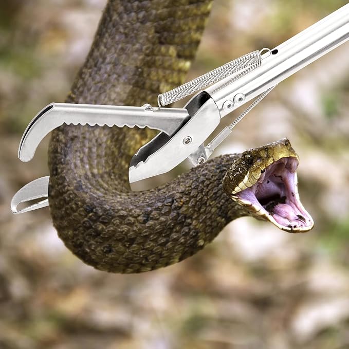 60'' Snake Grabber Tool Heavy Duty, Professional Snake Tongs with Lock, Long Snake Stick, Snake Catcher Grabber for Rattlesnake, Reptile