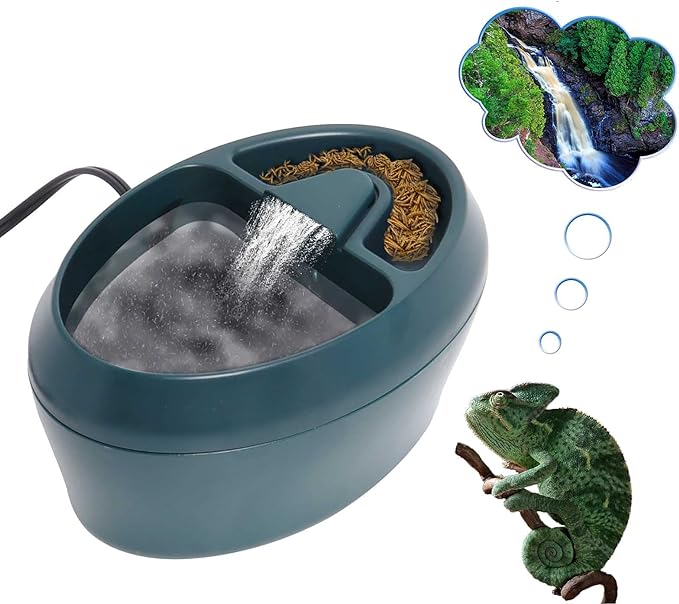 Reptile Chameleon Waterfall Drinking Fountain, Food Bowl Water Cantina Dripper Feeder, Amphibians Insects Bearded Dragon Gecko Lizard Turtle Frog Snake Water Dispenser by Hoqqf