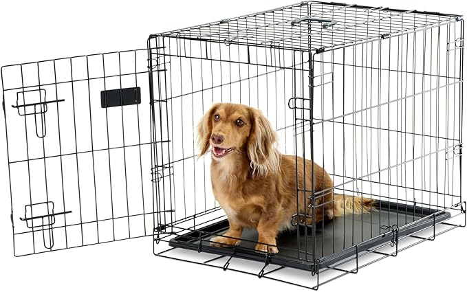 Carlson Pet Products SECURE AND FOLDABLE Single Door Metal Dog Crate, Small, 24.0"L x 18.0"W x 19.0"H