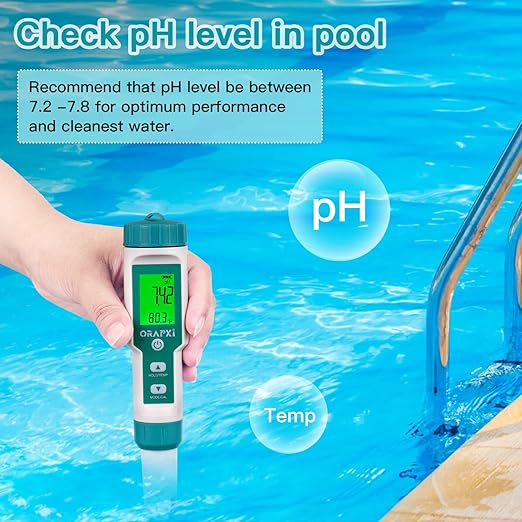 Pool Salt Tester ORAPXI pH and Salt Meter for Saltwater Pool pH and Salinity Digital Tester 5 in 1 Salt Meter for Swimming Pools Hot Tubs and Swim Spas