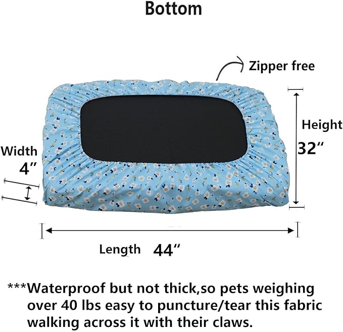 Waterproof Dog Bed Cover Replacement Washable Plastic Slipcover XL 44x32 inch