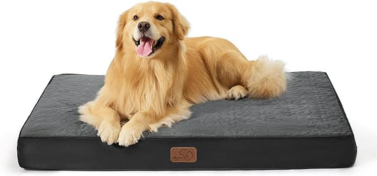 Bedsure Orthopedic Dog Bed for Extra Large Dogs - XL Memory Foam Dog Beds, 2-Layer Thick Pet Bed with Removable Washable Cover and Waterproof Lining (44x32x4 Inches), Black
