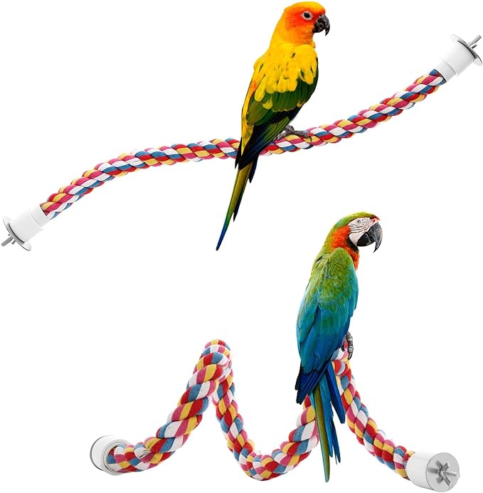 Bird Rope Perches,Parrot Toys 21 inches Rope Bungee Bird Toy (21 inches)[1 Pack]