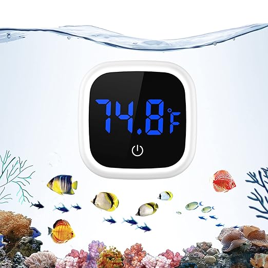 New Version Aquarium Thermometer, Wireless Digital Fish Tank Thermometer, ±0.18°F High Precision, 120° LED HD Display, Fahrenheit Tank Temperature Measurement for Fish, Axolotl, Turtle and Aquatic