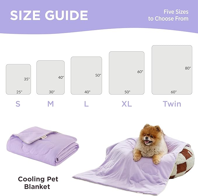 Lesure Premium Cooling Dog Blankets for Bed - Washable Dog Cooling Throw Blanket with Q-MAX>0.4，Durable Self Cooling Pet Mat, Soft Cooling Summer Blanket for Hot Weather, Purple, 60x80