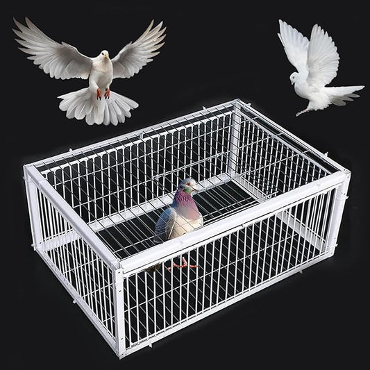 Pigeon Trap Pigeon Cage with One Way Entrance Four Door, Bird Cage with Escape-Proof Design for Sparrows, Quails, Small Bird, Chick and Duckling (23.6”L x 15.75” W x 10.24 ”H)