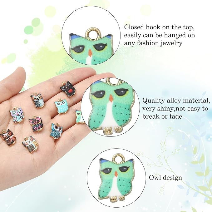 LiQunSweet 30 Pcs 10 Styles Printed Halloween Bird Charms Mixed Shape Owl Charms for DIY Embellishments Crafts Decoration Supplies