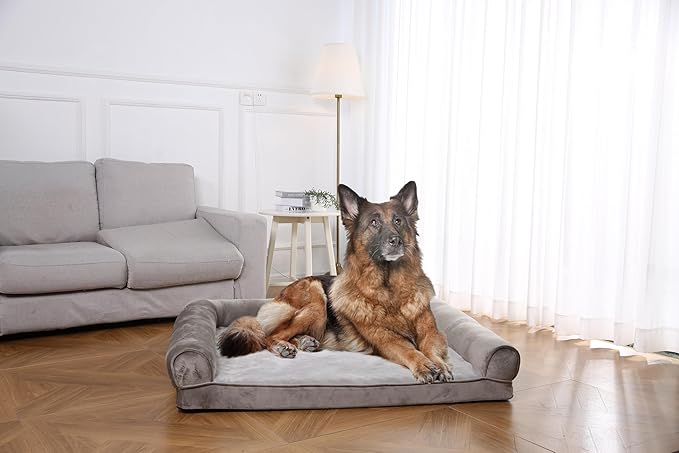 Amazon Basics Foam Living Room Couch Dog Pet Bed with Removable Cover, X-Large, 44 x 35 x 8 inches, Brown