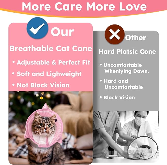 Cat Cone Collar Soft, Adjustable Cat Recovery Collar After Surgery to Prevent Licking Wound, Breathable Cat Neck Cone Comfortable Pet Elizabethan Collar for Cats Kittens Cute Shark Design