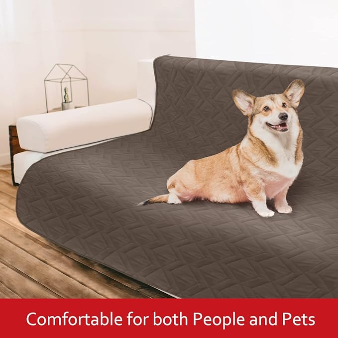 Waterproof Blanket Dog Bed Cover with Non-Skid Bottom, Couch Cover for Dogs, Mattress Protector Furniture Protector, Bed Couch Sofa(86" X 82"), Chocolate