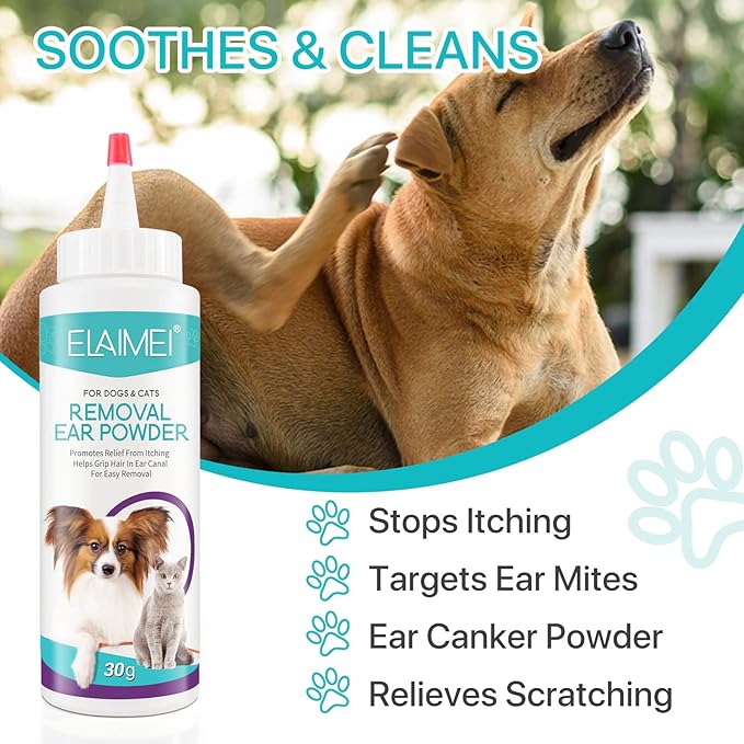 Dog Ear Cleaner - Removal Ear Powder for Pets,Dog Ear Infection Treatment,Supports Infection Prone Ears, Ear Odor in Pets (2PC Ear Powder)