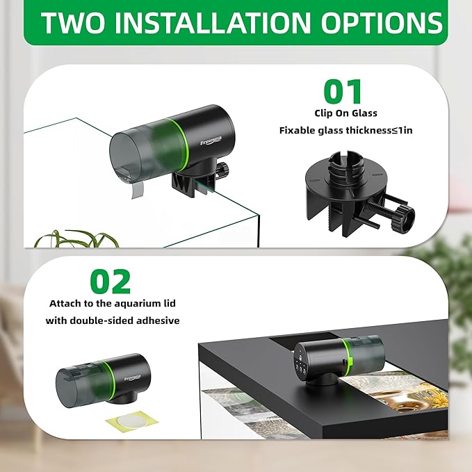 FREESEA Automatic Fish Feeder for Aquarium: Auto Fish Food Dispenser with Timer for Small Tank Betta Turtle - Battery Vacation Self Feeding for Flakes