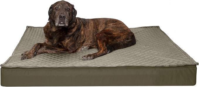 Furhaven Water-Resistant Memory Foam Dog Bed for Large Dogs w/ Removable Quilt Top & Washable Cover, For Dogs Up to 125 lbs - Indoor/Outdoor Quilt Top Convertible Mattress - Dark Sage, Jumbo Plus/XXL