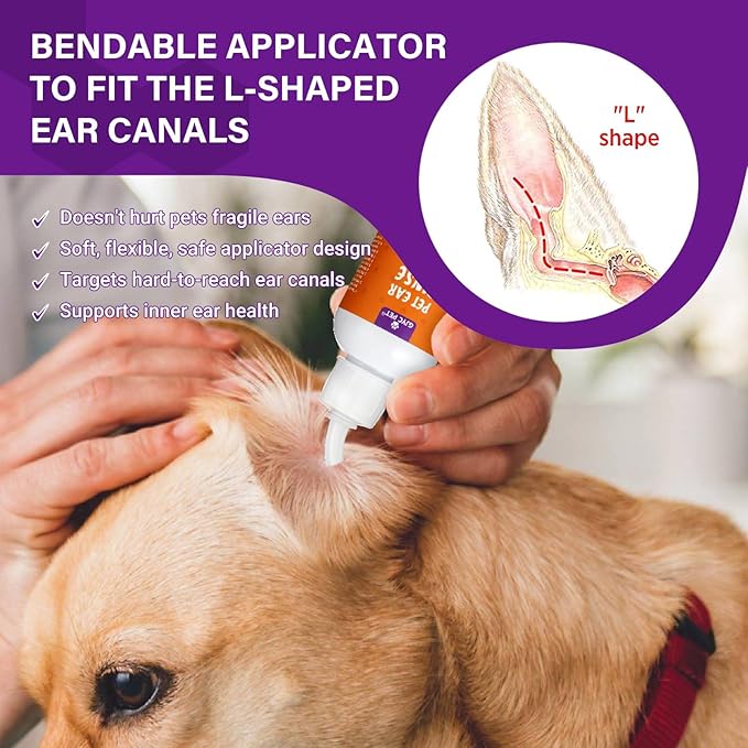 Dog Ear Rinse, Pet Ear Cleaner for Dogs and Cats, Dog Ear Drops Treats for Ear Infections and Itching, Dog & Cat Ear Cleaning Solution, Dog Ear Wash, Remove Earwax Debris Dirt Odor in Dog & Cat Ears