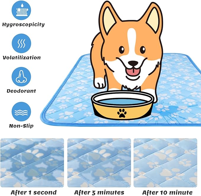 Upgrade Self-Cooling Mat for Dogs Extra Large, 44'' x 32'' - Endothermic Color Changing Arc-Chill Cooling Fiber - Washable Non-Toxic Summer Pet Outdoor Bed, Non-Slip&Foldable