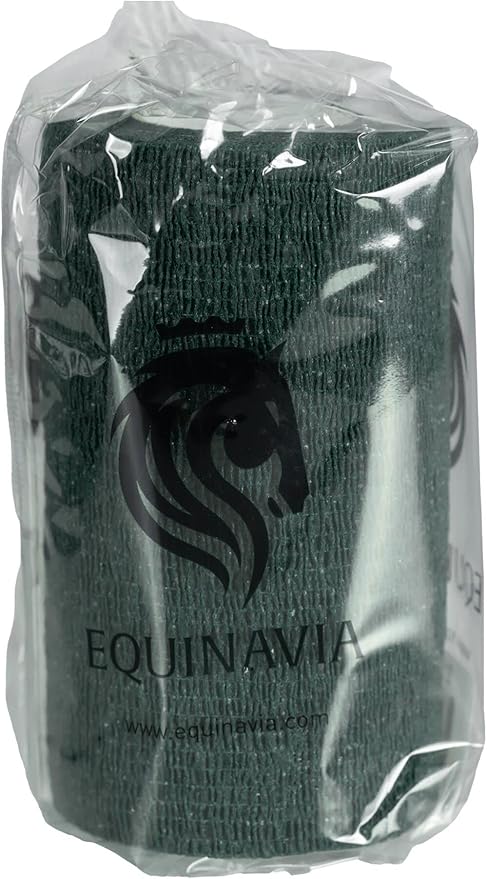 Equinavia 20 Pack Self Adhesive 4 Inch Vet Wraps with Easy-Dispenser Case | Bandages for Horses, Pets, Sports, Tattoo - Black - 20 x 5 yd - Dark Green - 20 x 5 yd