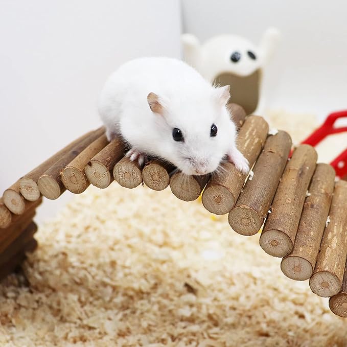 Rat Ladder Bridge, Wooden Hamster Climbing Ladder Toy, Small Animals Cage Accessories for Bird Parrot Hamster Mouse Rat Sugar Glider Hermit Crab Sugar Glider Chinchilla(23.62x3.14 Inches)