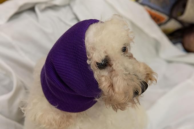 Medium Grooming Snood Dog Ear Muffs Noise Protection Noise Cancelling Ear Muffs Dog Ear Protectors No Flap Ear Wraps for dogs Wine+Purple-M