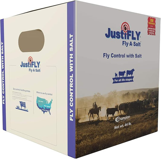 Fly-A-Salt Cattle Fly Control Block with Salt, 44 lb | 700 Feedings Per Salt Block. One Block Feeds 7 Cows for 3 Months.