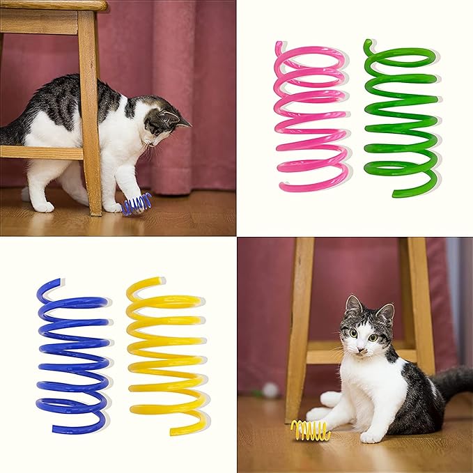 AGYM Cat Toys, 30 Pack Cat Spring Toys for Indoor Cats, Colorful & Durable Plastic Spring Coils Attract Cats to Swat, Bite, Hunt, Interactive Toys for Cats and Kittens