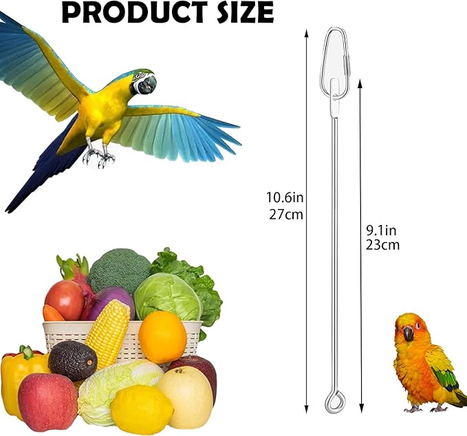 3Pcs Parrot Fruit Vegetable Skewer, Bird Food Holder Small Animal Fruit Vegetable Holder Stainless Steel Bird Parrot Skewer for Parakeet Budgie Conure Macaw