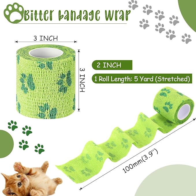 6 Rolls No Chew Bandage for Dogs Bitter Bandage Wrap for Dogs Wound Wrap (3 Inches X 5 yd)