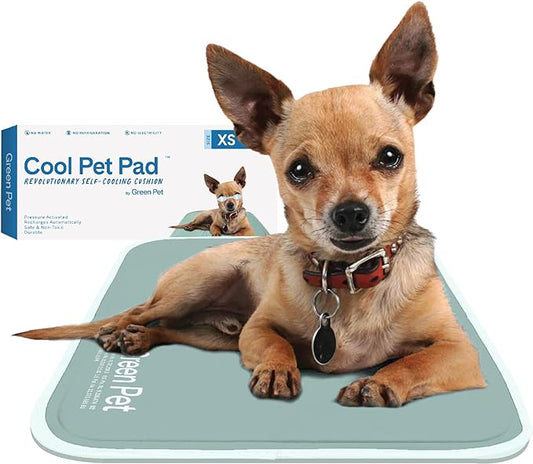 The Green Pet Shop Dog Cooling Mat, Extra Small - Pressure Activated Pet Cooling Mat for Dogs and Cats, for XS Sized Pets (0-8 Lb.) - Non-Toxic Gel Dog Cooling Pad, No Water Needed - Sage Grey