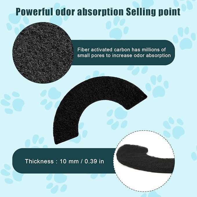 6pcs Carbon Filters for Litter Robot 4, Activated Charcoal Filters Replacement Carbon Filters for Litter Box Cat Litter Box Filters Replacement Suitable for Litter Robot 4 (Black)