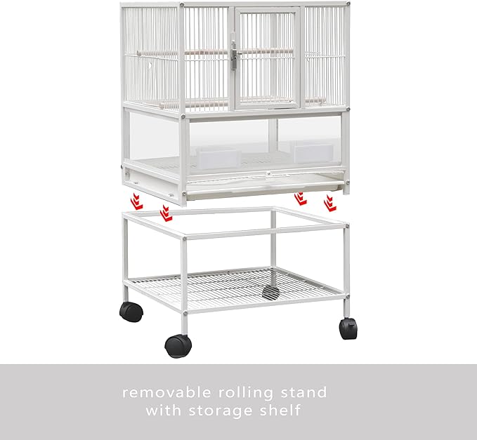 Large Bird Cage Parrot Cage 20x17.7x18.89 inch 1.7ft Wrought Iron Breeding Flight Parakeet Cockatiel Lovebird Cage Side Nesting Doors with Removable Rolling Stand Stackable