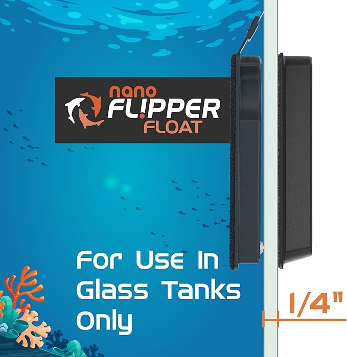 FL!PPER Cleaner Float - 2-in-1 Floating Magnetic Aquarium Glass Cleaner - Fish Tank Cleaner - Scrubber & Scraper Aquarium Cleaning Tools - Floating Fish Tank Cleaner, Nano