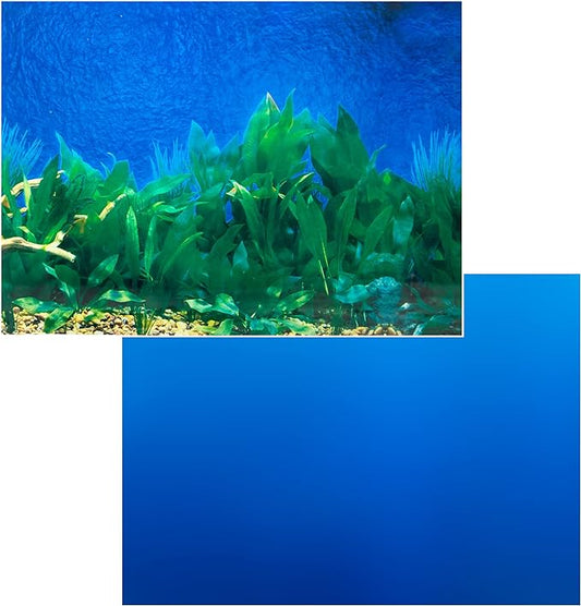 Penn-Plax Reversible Double-Sided Aquarium Background - Side 1 Blue Gradient/Side 2 Underwater Plant Life (DBC10CB)