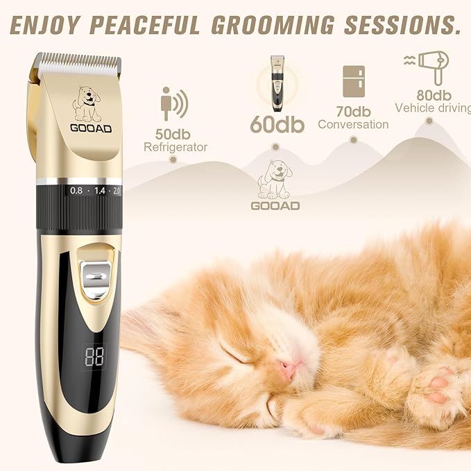 Cat Clippers for Matted Hair, Cordless Cat Hair Trimmer for Grooming, Quiet Cat Shaver for Long Hair, Cat Paw Trimmer Nail Grinder,Pet Shaver Cat Grooming Kit for Cats Small Dogs Animals