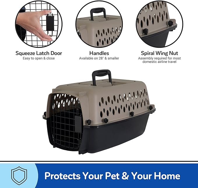 Petmate Vari Dog Kennel 19", Taupe & Black, Portable Dog Crate for Pets up to 10lbs, Made in USA