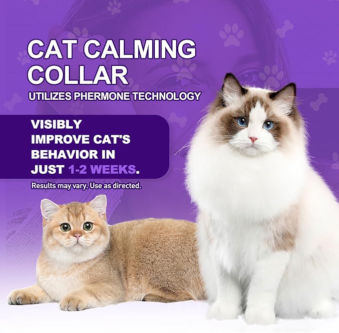 Calming Collar for Cats, 4 Pack Cat Calming Collar, Effective Relief Ancxiety Stress Cat Pheromone Collar, Water-Resistant & Adjustable Cat Calming Collar Fits Cats, Grey