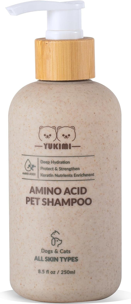 YUKIMI Premium Pet Shampoo with Amino Acids for Dogs & Cats | Dermatologist Certified Hypoallergenic Formula | Hydrating, Strengthening, Shines | Keratin Nourishment for Coat | pH Balanced - 8.5 Fl Oz