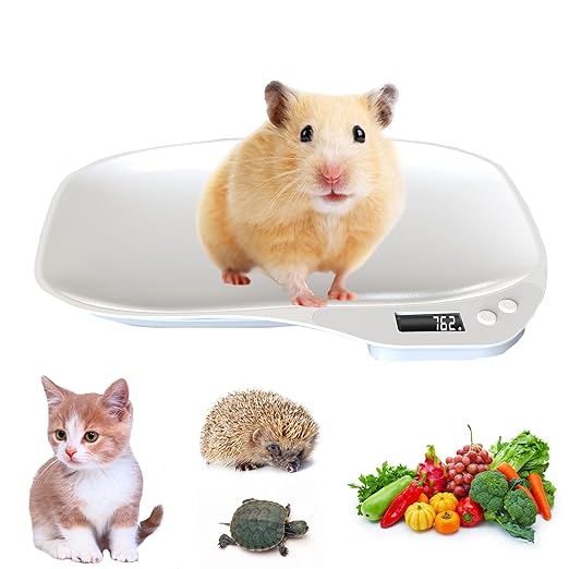 Small Animal Digital Scale, Mini Pet Scale with LCD Display, Puppy Scale, Electronic Kitchen Food Scale, (Max 33lbs),14 x 10 inches, for Weighing Kitten, Puppies, Hamster, Newborn Pets (White)