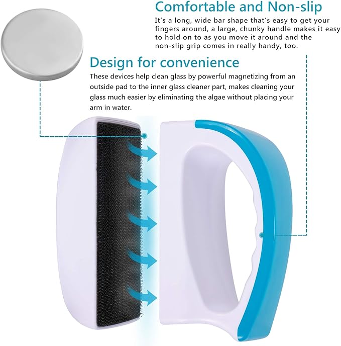 Magnetic Aquarium Fish Tank Glass Algae scrapers Glass Cleaner Scrubber Clean Brush [Floating,Scratch-Free,Non-Slip,magnetizing] XL