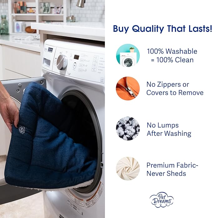 Pet Dreams Dog Crate Pad is The Original Dog Crate Bed, Kennel Mat, Washable, Crate Pads for Dog Cages, Kennel Bed, Non Toxic, Reversible, Perfect Cat Bed for Indoor Cats (Khaki, Medium 30 Inch)